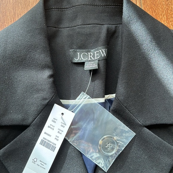 J.Crew Devon Blazer in Bi-stretch Cotton Blend Black Petite 00P NWT - Picture 3 of 8